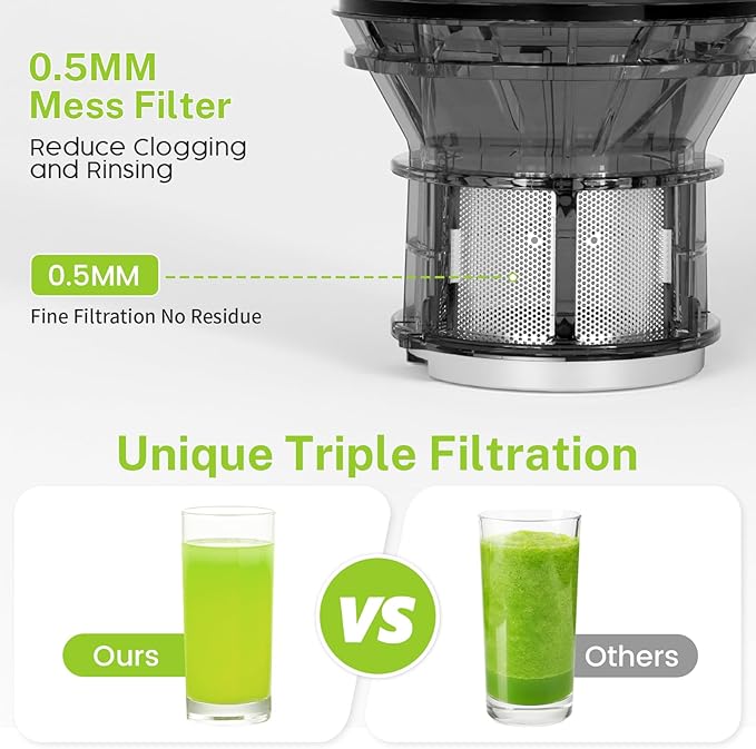 Juicer Machines, 5.4" Extra Large Feed Chute Cold Press Juicer, Juice Maker Extractor Machine with Touch Screen, Slow Masticating Juicer for Whole Vegetables & Fruits, High Juice Yield, Easy to Clean