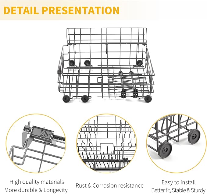 Allstare W10139223 Dishwasher Lower Rack Replacement for Whirlpool Maytag Jenn-Air Dishwasher Parts with 902990 Lower Shelf MDBD820AWW MDB7100AWQ Lower Dishrack Assembly Wheels Dishwasher Bottom Rack