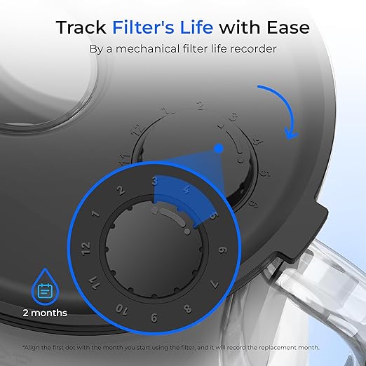 Waterdrop PT-72BL Glass Water Filter Pitcher, 7-Cup, Eco-Friendly, NSF/ANSI 53, 42 & 372 Certified Filter, Reduces PFOA/PFOS, Chlorine, Cadmium, Copper & Mercury, BPA-Free, Easy to Clean, Black