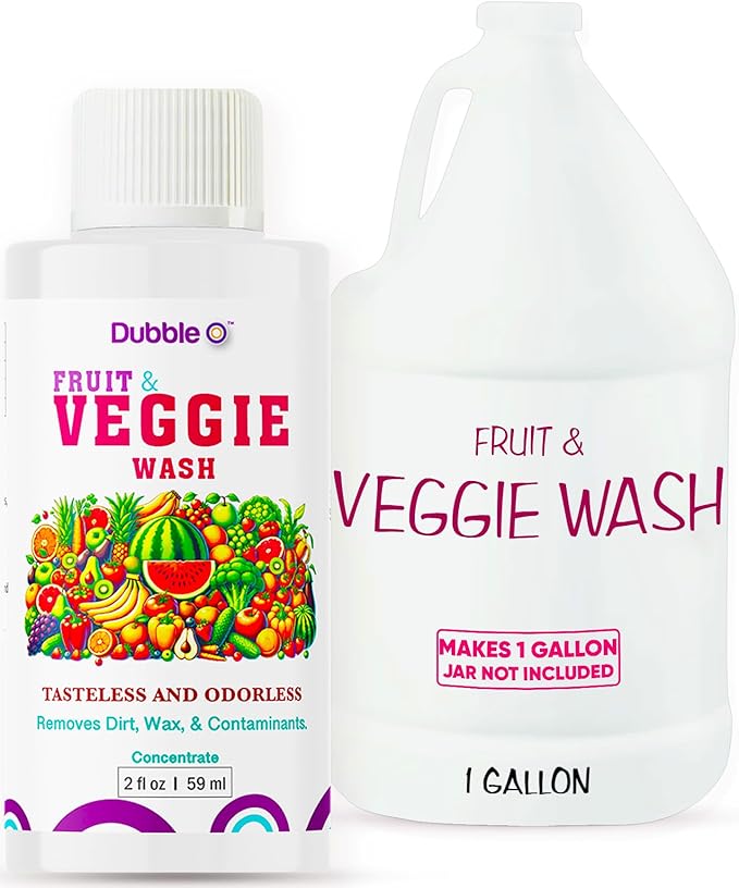 Fruit and Veggie Wash Concentrate - 2 fl. oz. ⦾ Makes 1 Full Gallon of Produce Wash When Diluted ⦾ Cleans Wax, Dirt, and Contaminants ⦾ Tasteless and Odorless