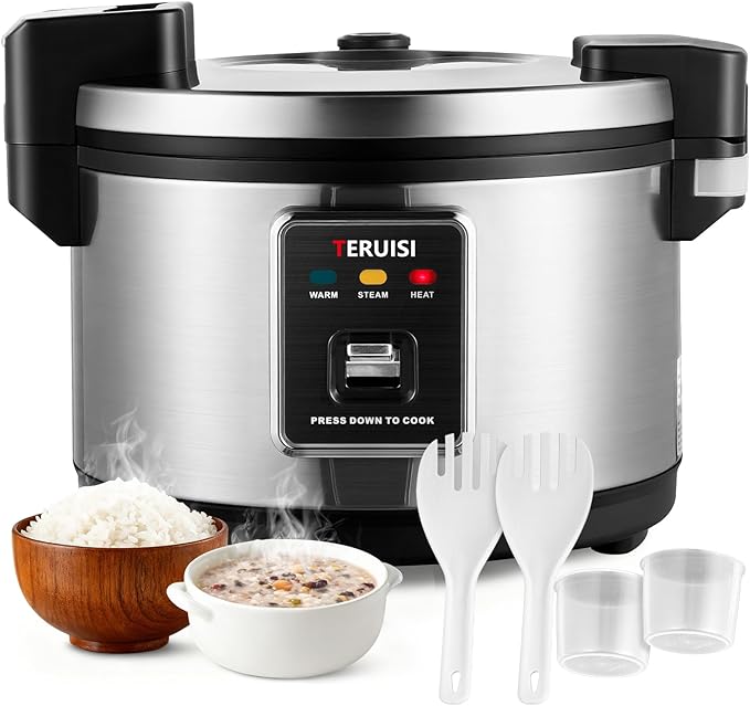 Commercial Rice Cooker, 10L/10.6QT Large Rice Cooker & Rice Warmer 50 CUPS Cooked Rice, Fast Cooking Electric Cooker with Auto Keep Warm, Non-stick Inner Pot for 10-20 People Use