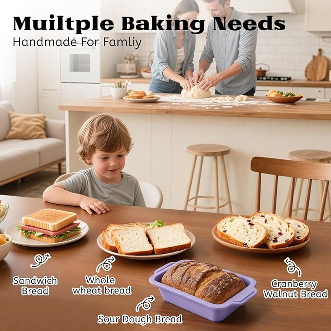 Bread Pans for Homemade Bread：9.5 x 5 Inch Silicone Loaf Pan for Baking with Metal Frame - Nonstick Banana Loaf Tin Tray for Sandwich Sourdough Pumpkin Sour Dough - for Oven Kitchen Home Baker