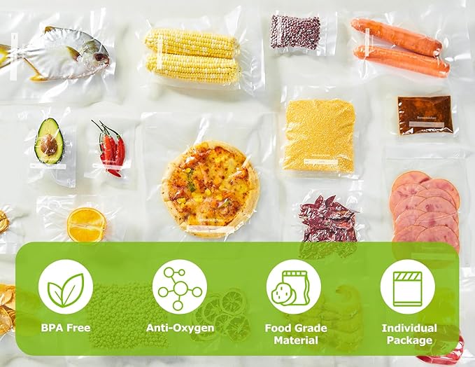 Bonsenkitchen Vacuum Sealer Bags, 20 Gallon 11" x 16"+ 80 Quart 8" x 12"+ 50 Pint 6" x 10", Commercial Grade, BPA Free, Food Sealer Bags for Vac Storage, Meal Prep or Sous Vide Cooking, VB15