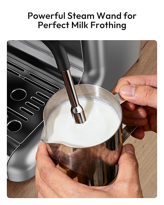 EUHOMY Espresso Machine with Grinder, 20 Bar Professional Espresso Coffee Maker for Home,with Milk Frother for Latte, Cappuccino & Barista-Style