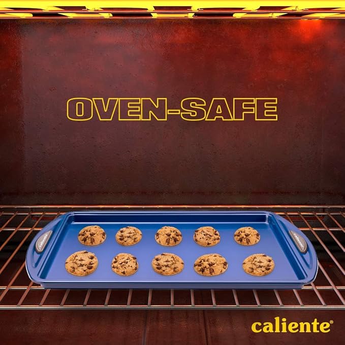 Caliente Nonstick Bakeware Set of 8 | Premium Baking Sheets, Loaf & Bread Baking Pans, Pizza, Roasting & Cake Pans | Durable Carbon Steel Baking Set | Housewarming, Wedding, Chefs & Bakers Gift