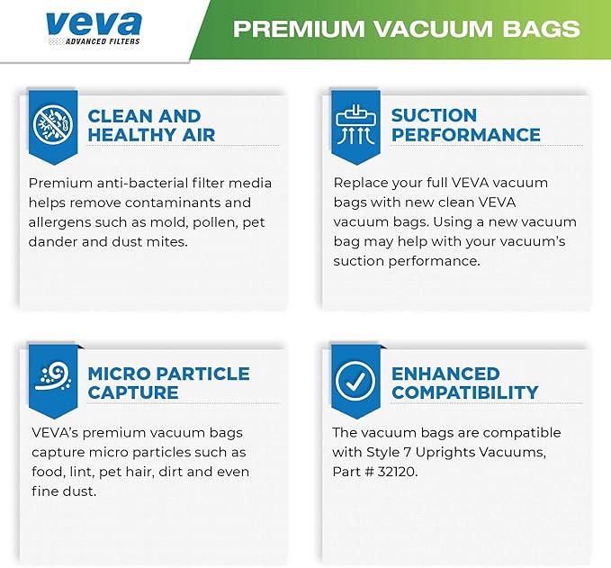 30 Pack Style 7 Vacuum Bags for Bissell Upright Vacuum Cleaner, Premium SuperVac Vacuum Bags Part # 32120