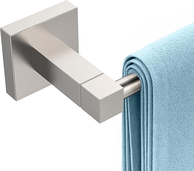 RUACQ Hand Towel Holder, 9 Inch Hand Towel Bar for Bathroom Wall Mounted, 304 Stainless Steel Towel Rack with Square Base(Brushed Nickel)