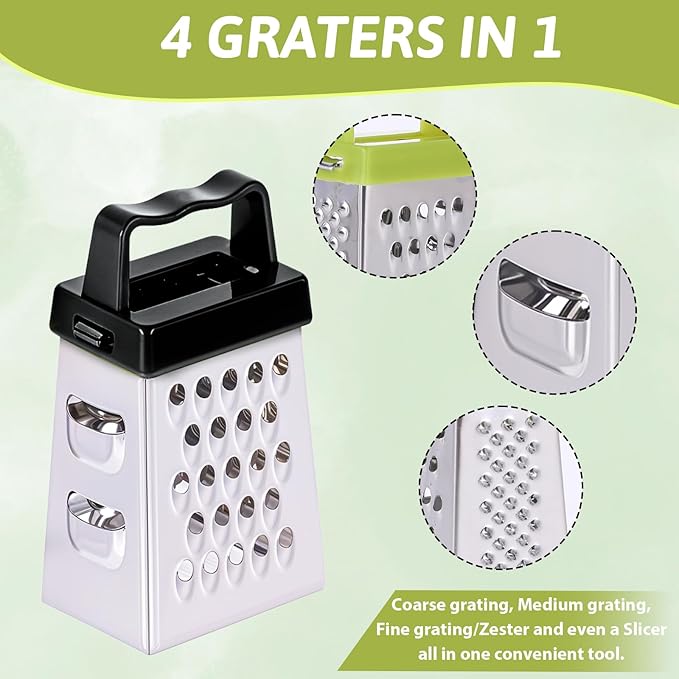 6 Pcs Mini Cheese Grater Professional Small Box Grater Stainless Steel Handheld Slicer with 4 Sides Food Shredder Safe Zester for Kitchen Cheese Garlic Ginger Vegetable Potatoes