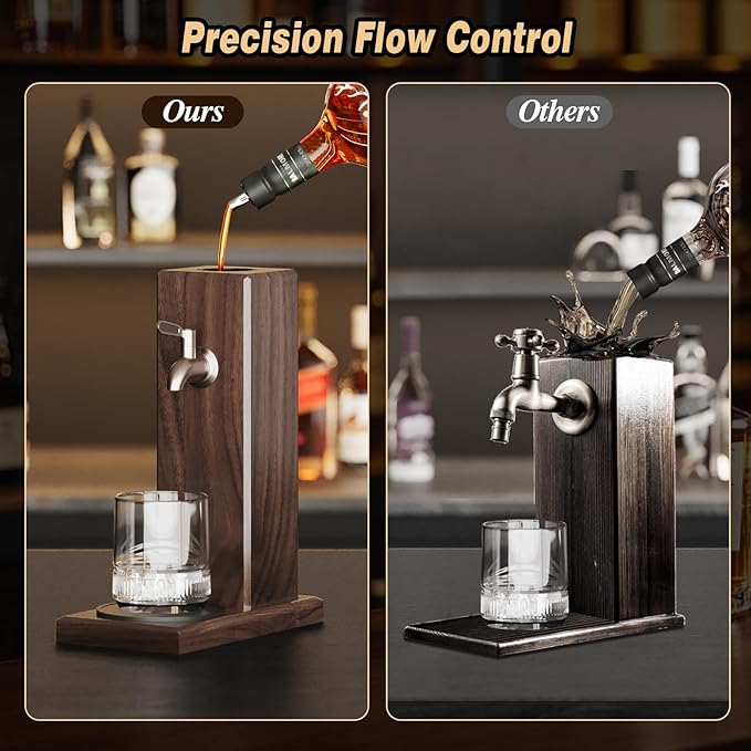 Ash Wood Whiskey Liquor Dispenser for Home Bar,Leakproof Alcohol Dispenser for Bourbon/Scotch,Includes Liquor Bottle Pour Spouts,Ideal Whiskey Gifts for Men (Father's Day,Birthday) Man Cave