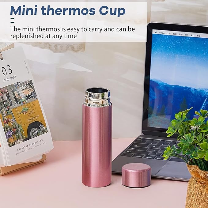 Irenare 5oz Mini Water Bottle Mini Insulated Stainless Steel Bottle Purse Water Bottle Cute Leak Proof Flask Keeps Drink Cold and Hot for Purse Women(Pink,1 Piece)