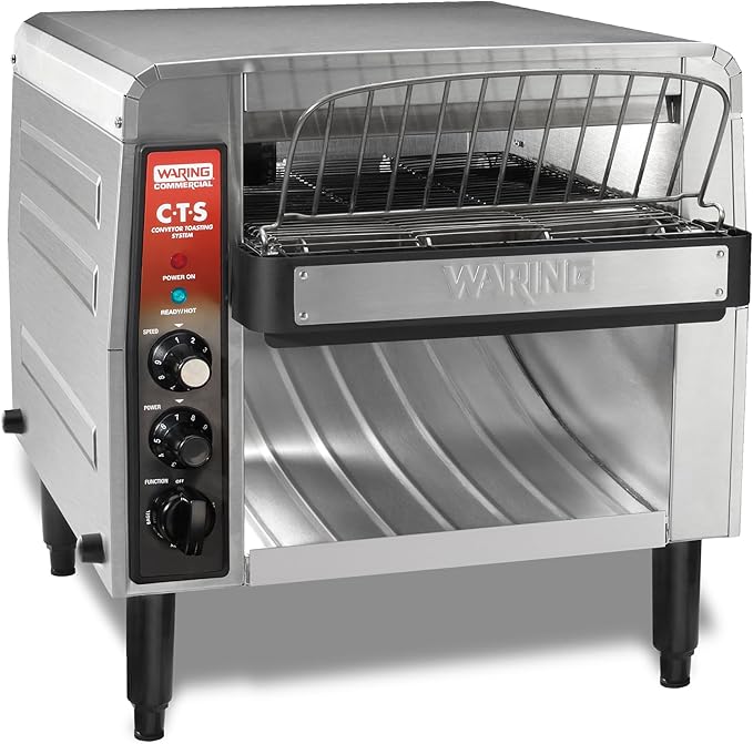Waring Commercial CTS1000B Conveyer Toaster, 1000+ slices per hour, 208V, 2700W, 6-20 Phase Plug,Silver