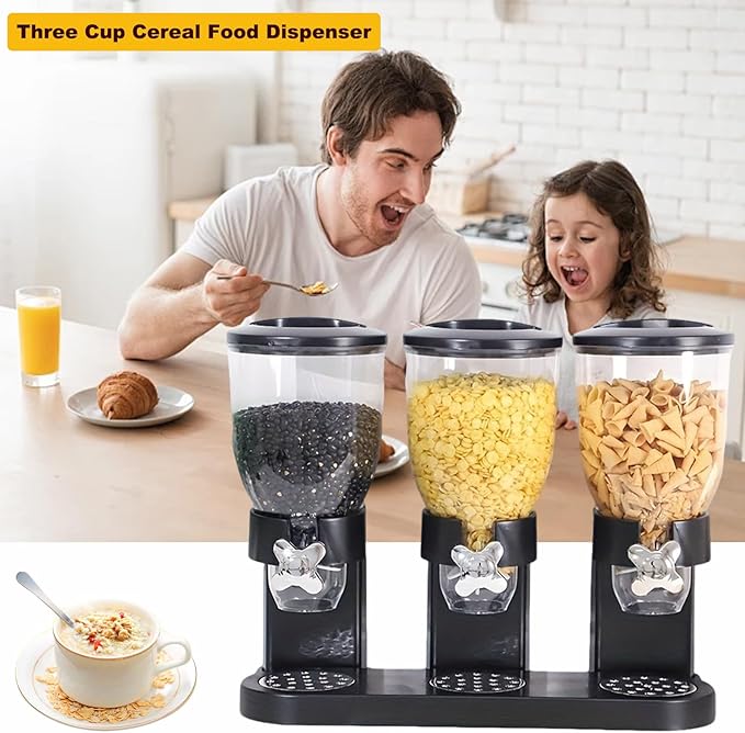 SOONHUA Cereal Dispenser for Countertop, 6L Large Capacity Cereal Container Storage, 67.6oz/2L Canisters Dry Food Dispenser for Nuts, Grain, Oatmeal, Candies, Snacks Home Office Restaurant Decor