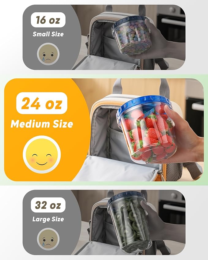 BiuLeon 6 Pack-24 oz Freezer Storage Containers, Plastic Food Storage Containers with Twist Top Lids, BPA Free and Reusable Soup Containers with Lids, Leakproof/Microwave/Dishwasher Safe