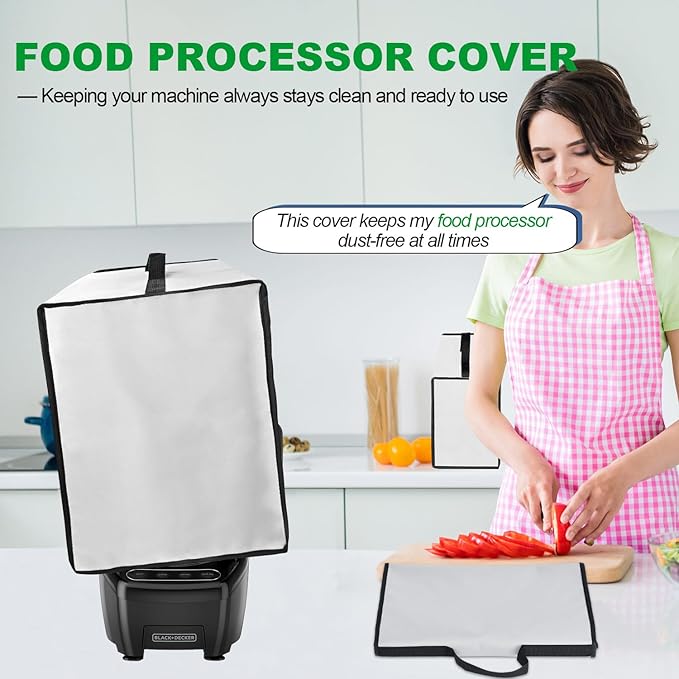 Cover for BLACK+DECKER and KitchenAid 7-8 Cup Food Processor, Heavy Duty Waterproof Dustproof Food Processor Protective Case Cover, Accessories for BLACK+DECKER Food Processors (Gray)