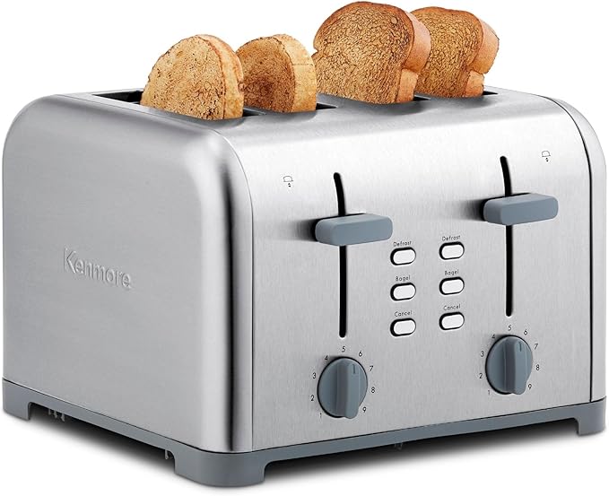 Kenmore 40605 4-Slice Toaster with Dual Controls in Stainless Steel