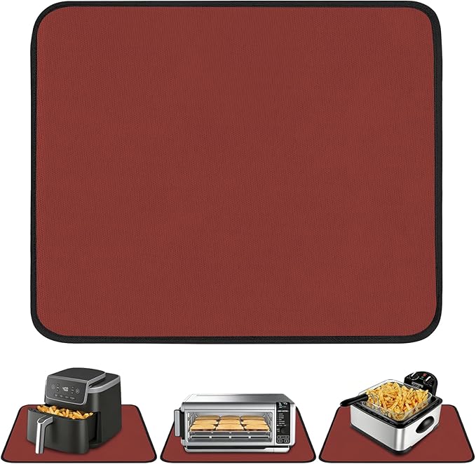 Red Heat Resistant Mat 12x14in, Hot Pads for Counter Top Heat Protection, Under Air Fryer Coffee Machine Mat, Appliance Protector Pad