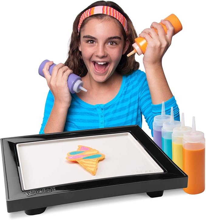 Presto 07080 PanGogh Cool Touch, Electric griddle, ideal size for small families, includes batter bottles & template for pancake art