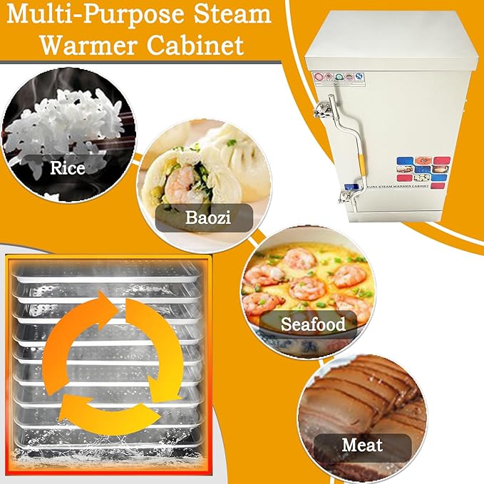 Commercial Electric Food Steamer Cabinet Stainless Steel Steam Warmer 12 Layers Steam Cooker Seafood Steam Oven Heating and Steaming Rice Steambox Multifunctional Food Steamer 110V 12KW