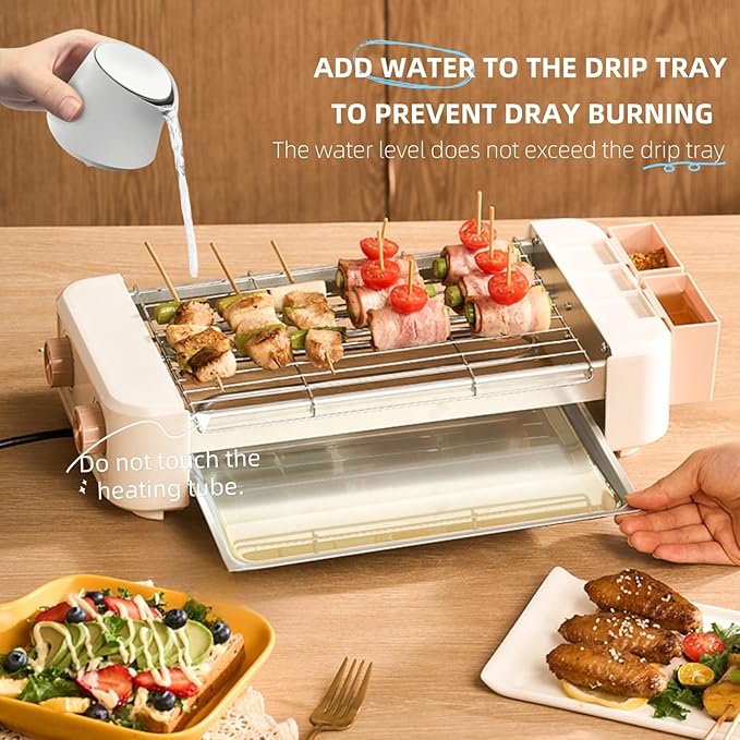 Electric Hot Dog Roller 6 Rollers,3 in 1 Indoor Grills Portable with Non-stick & Smokeless Removable Grill & BBQ Griddle Plate,Stainless Sausage Grill Cooker Machine, for Family party Use