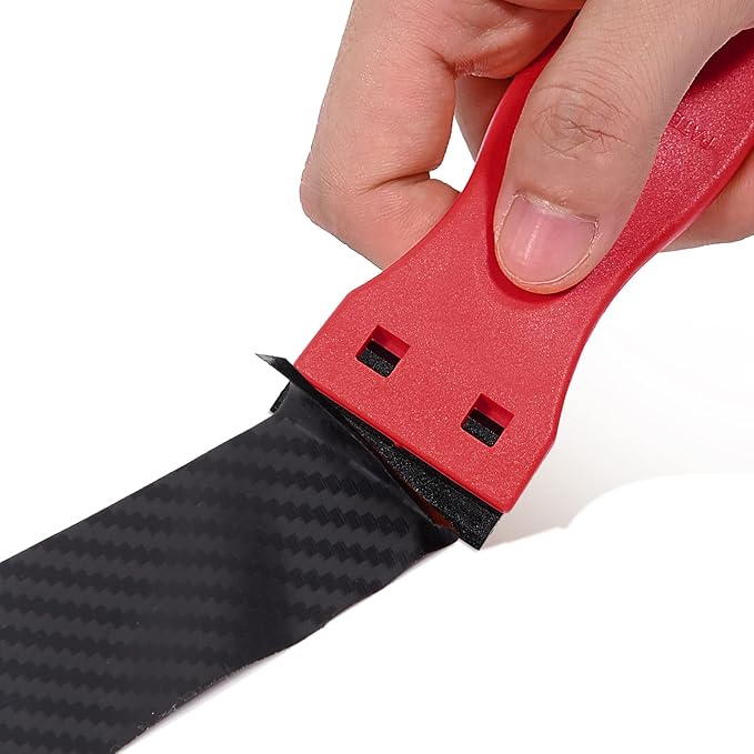 EHDIS 1.5" Plastic Razor Scraper Tool with 10pcs Double Edged Blades for Adhesive Remover,Removing Labels Stickers Decals Taping on Glass Windows (Red)