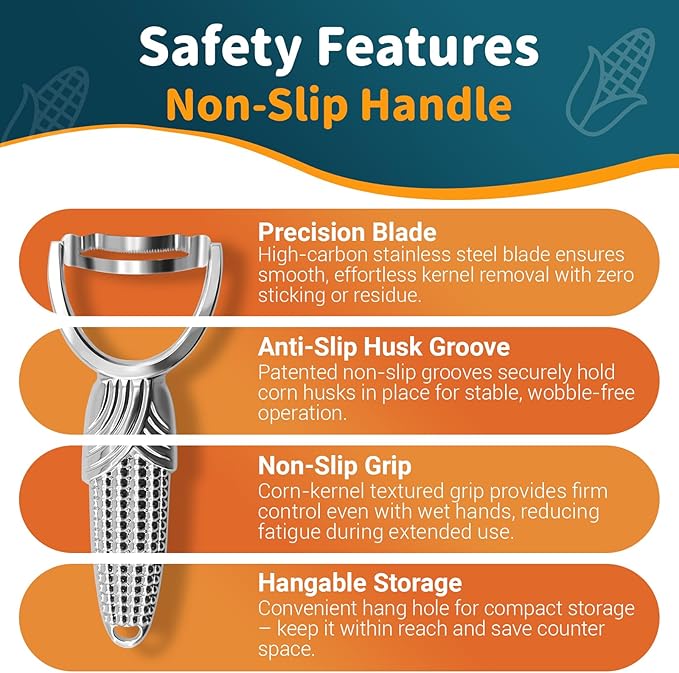 Corn Stripper Tool, Stainless Steel Corn Peeler - Easy to Use Manual Tool for Corn on the Cob Kitchen Gadget