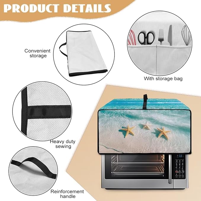 Convection Oven Cover Kitchen Countertop Appliance Covers Washable Convection Microwave Oven Protector 18.5 x 22.5 x 13 inches, L, Beach Starfish Hawaii