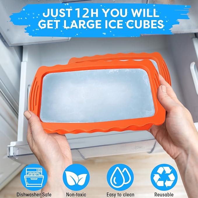 Haldane 5PC Extra Large Ice Block Mold 15LB Ice Cube Bricks Maker Molds for Cold Plunge/Coolers, Reusable Ice Bath Water Chiller, Thick Silicone Ice Bath Accessories Orange