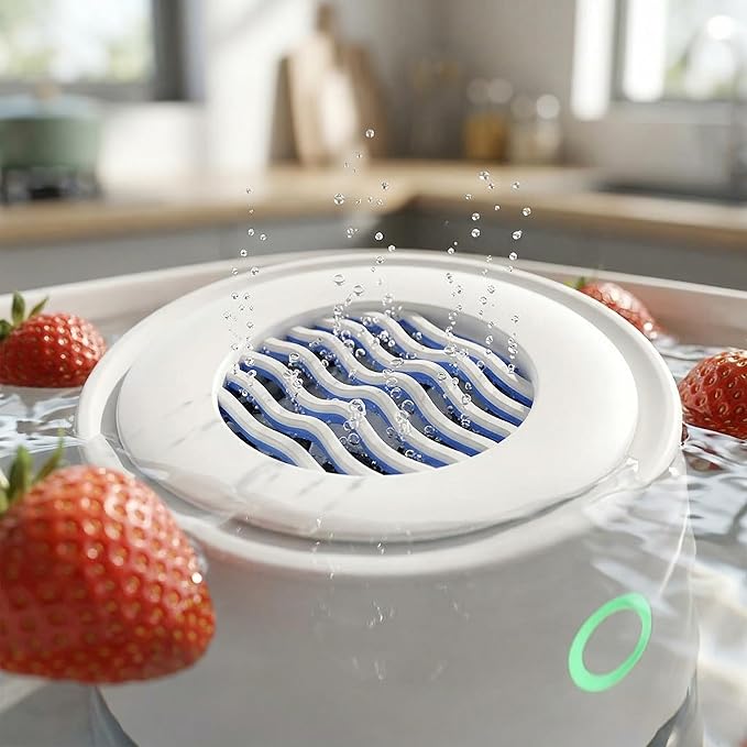 Fruit and Vegetable Purifier | Household Electrolysis Food Cleaner for Fruits, Vegetables & Seafood | Quick 3-Minute Deep Clean | Compact Modern Kitchen Necessity