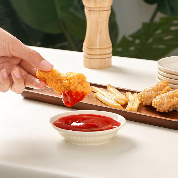 NUTRIUPS 3.9 inch Soy Sauce Dish Set of 6 White Dipping Bowls 2 oz Ceramic Small Bowls for Side Dishes
