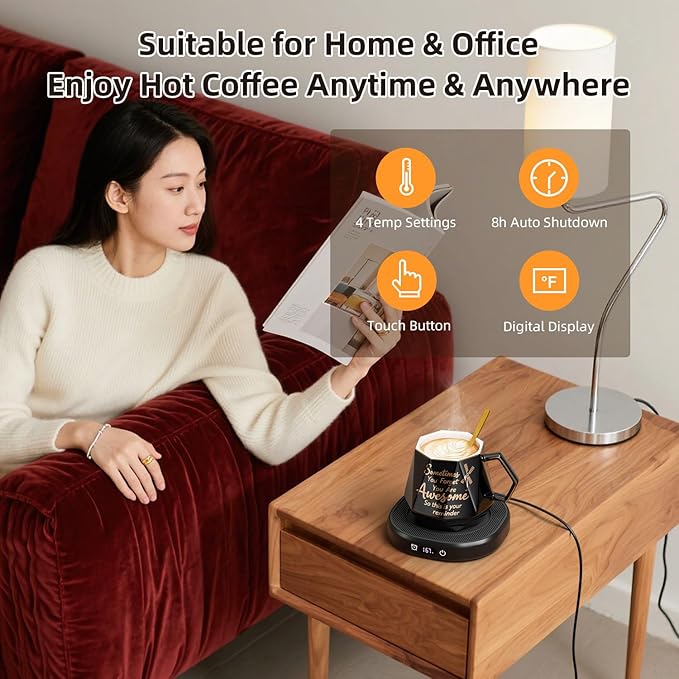 You're Awesome Coffee Mug Warmer Set, Smart Electric Coffee Cup Warmer for Desk Office, 4 Temperature Setting & 8H Auto Shut Off Candle Heater Beverage Coffee Warmer Birthday Thank You Gifts for Women