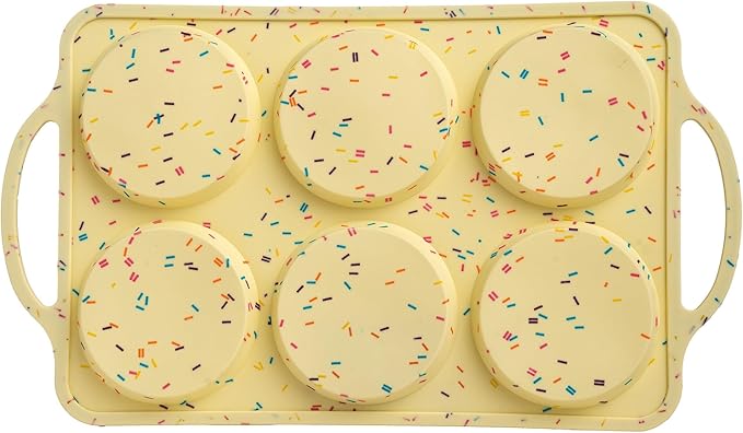 BAKE BOSS Jumbo Top Silicone Muffin Pans for Baking, 4 Inch Silicone Jumbo Muffin Pan 6 Cup, Egg Pan for Baking English muffins, Whoopie Pies, Corn Bread Bites, Confetti Muffin Top Pans Non Stick