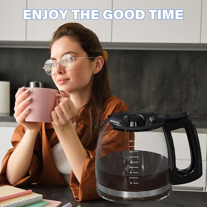 12 Cup Coffee Maker Carafe Replacement Pot Compatible with Hamilton Beach Flexbrew Models: 49902, 49915, 49905C, CM4309, 49317, 49467, 49611, 49904, 49934, 46230, 46290, 46293, Part Number: 990136800