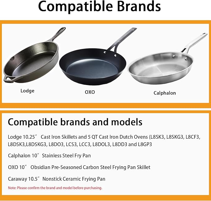 10 Inch Tempered Glass Lid Compatible with Lodge Skillets, Caraway Frying Pan, OXO Obsidian Fry Pan Skillet, Pan Lid, Pot Cover, Dutch Ovens and Other 10-10.25" Cookware