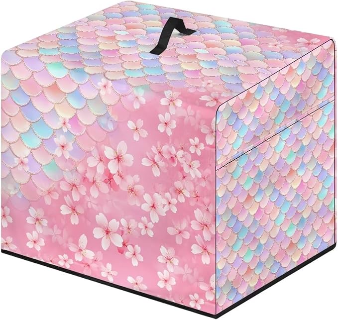 Meat Slicer Cover, 16x13x13 Inch Food Slicer Protective Cover, Fit Commercial Electric Deli Slicer Machine, Compatible with Household 200W 150W Meat Slicers, Mermaid Scale Flower Print