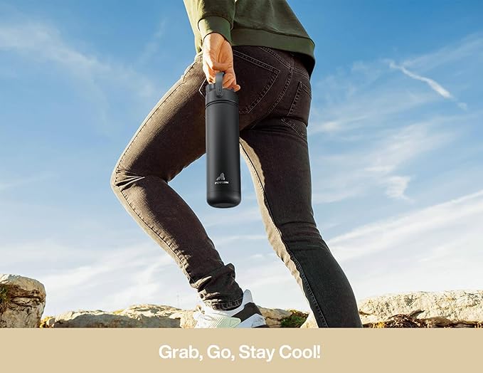 POWCAN 26 oz Insulated Water Bottle with 2-in-1 Straw and Spout Lid, Keep Cold 24H, Leak-Proof, Fits in Car Cup Holder, Stainless Steel Water Bottle for Sports, Gym, Travel, and School (Mousse)