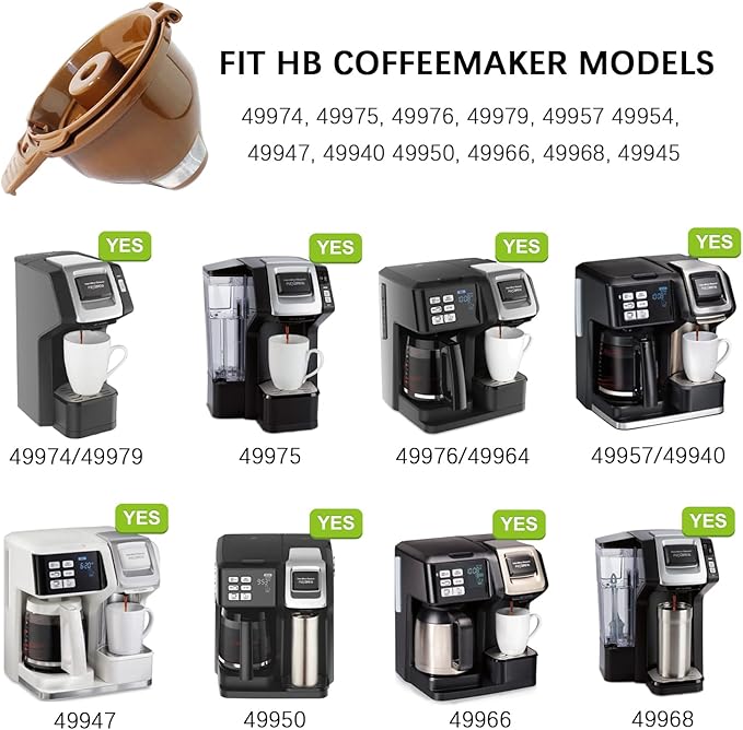 2-Pack Single Serve Ground coffee Brew Basket for Hamiltion FlexBrew Coffee Maker Models 49974 49975 49976 49979 49957 49954 49947 49940 49950 49966 49968 Filter Part, Brown