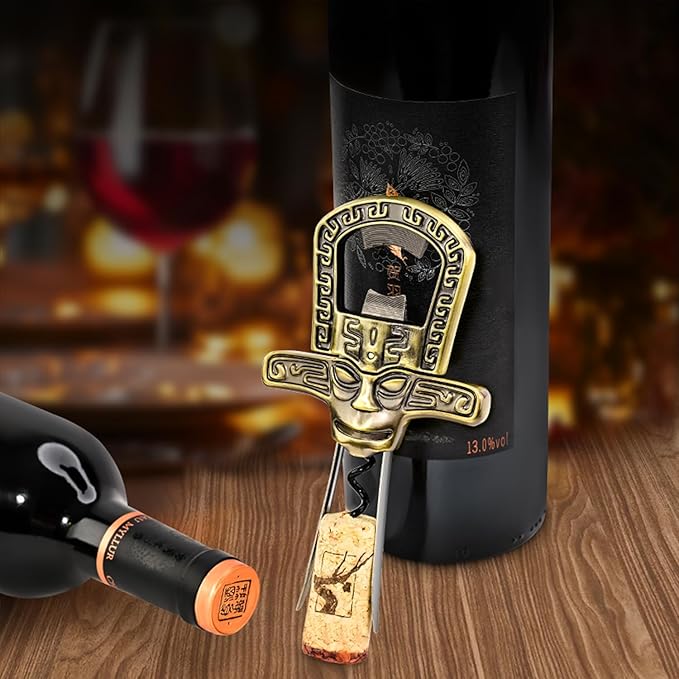 Professional Wine Opener Set for Old & Fragile Corks - 3-in-1 Cork Extractor Removes Older Wine Corks Whole & Intact, Beer Bottle Opener with Elegant Zinc Alloy Base & Stopper Set (Antique Copper)