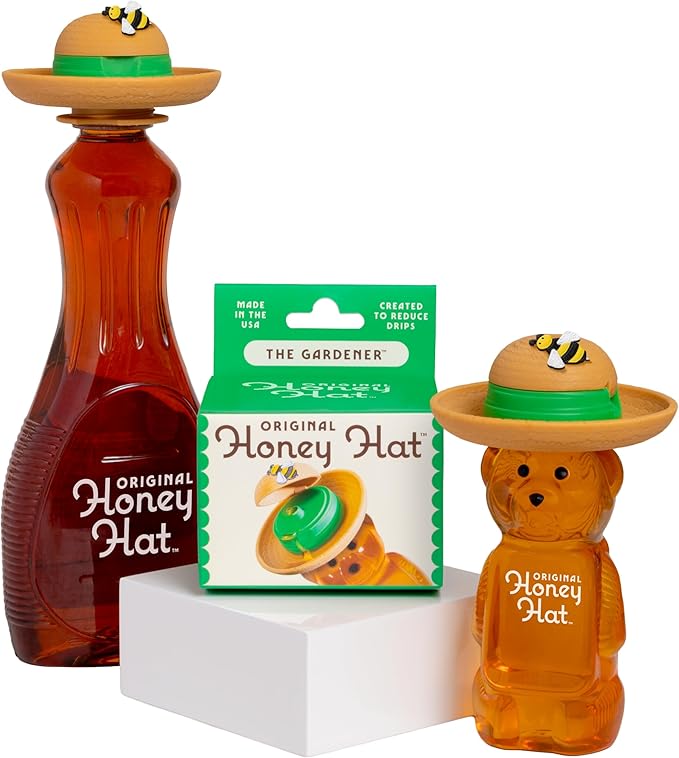 "The Gardener" Patented Drip-Catching Lid Replacement for Honey Bear Bottles & Table Syrup Bottles/No Mess Kitchen Gadget/Honey & Table Syrup Bottle Topper/Made in USA