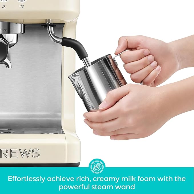 CASABREWS Ultra Espresso Machine with LCD Display, 20 Bar Espresso Maker with Powerful Milk Frother, Customizable Brewing Temperature, Barista-Level Latte and Cappuccino Machine for Home, Creamy
