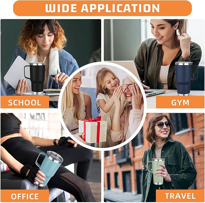 20 oz Tumbler with Handle Stainless Steel Insulated Coffee Tumbler with Lid and Straw Double Wall Vacuum Insulated Coffee Mug Leak Proof Travel Mug Tumbler for Hot and Cold Drink, Mix Color-10