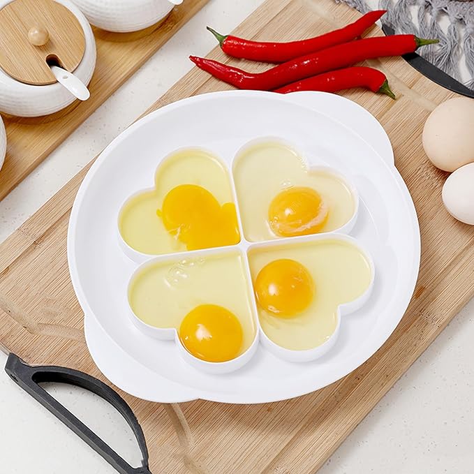 DOITOOL Heart Shape Microwave Egg Poacher Steamer Mold Egg Cooker Cookware Kitchen Specialty Cookware for Breakfast and Healthy Cooking