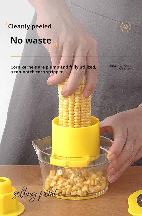 Corn Stripper Tool——4-in-1 Corn Peeler for Corn on the Cob with Measuring Cup and Grater, Versatile Kitchen Gadget and Corn Shucker Tool for Fresh Kernels.
