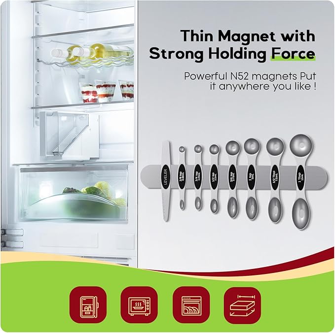 Magnetic Measuring Cups & Spoons Set|304 Stainless Steel Dual Scale Set of 23, Strong N52 Magnetic Nesting Design with Leveler, for Dry&Liquid Ingredients, Dishwasher Safe(Colorful)