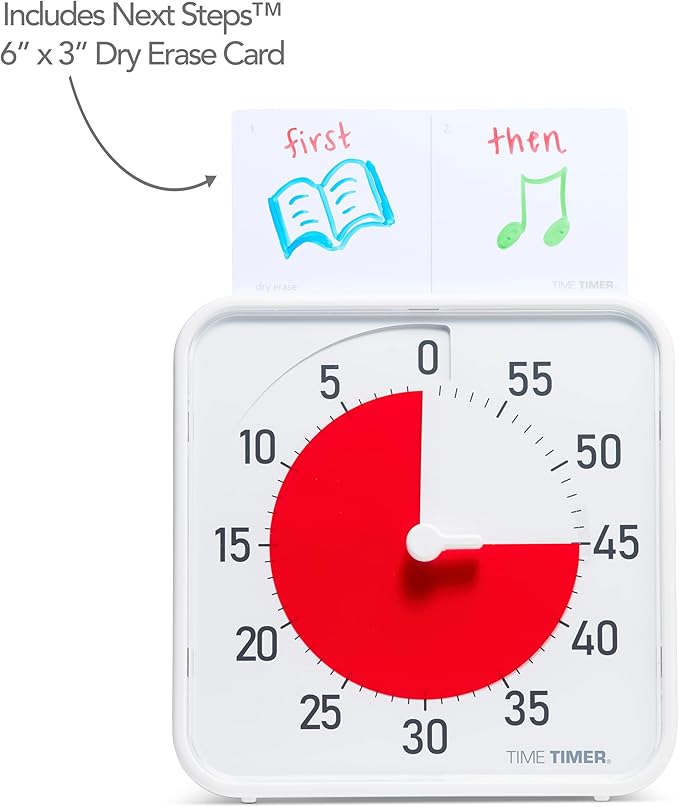 Time Timer Original 8" Visual Countdown Timer – Medium 60-Minute Classroom Visual Timer for Modern classrooms, Students & Adults – Helps with Focus, Sensory Needs, ADHD, Autism – (Red & White)