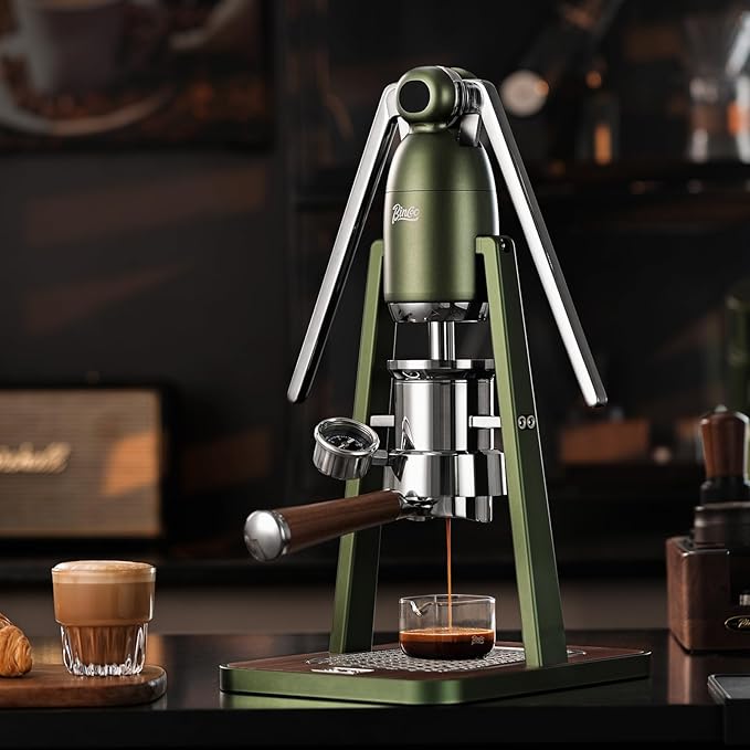 Manual Espresso Maker Set - Hand Press Espresso Machine – 12Bar Pressure Profiling, Dual-Lever Manual Coffee Maker with Pre-Infusion, Portable for Custom Espresso Shots, Stainless Steel (Green)