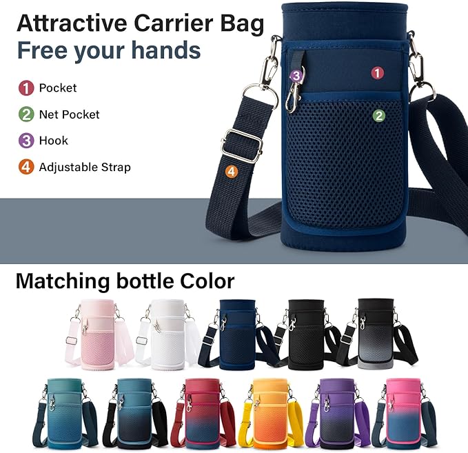 DYSANKY 32 oz Insulated Water Bottle | Thickened Stainless Steel Vacuum Metal | Portable Sports Water Jug for Gym and Hiking with Straw, Carrier Bag, Handle Strap | BPA-Free 32 oz