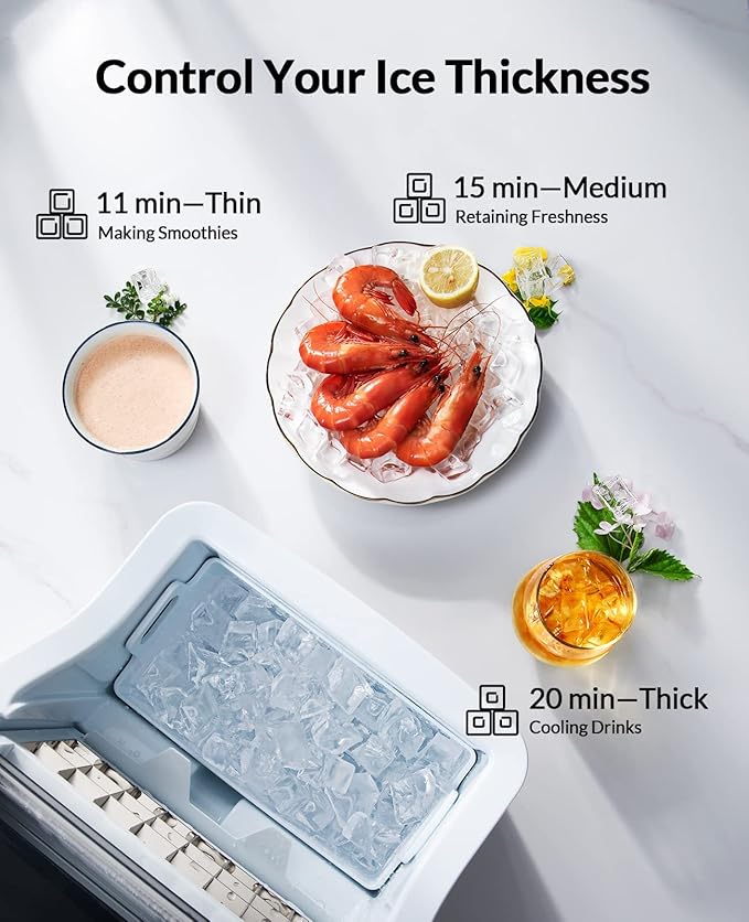 Silonn Countertop Ice Maker Machine, 26lbs in 24Hrs, Ice Cube Ready in 6-8 Mins, Self-Cleaning Ice Machine with Ice Scoop and Basket for Home Kitchen Office Bar Party