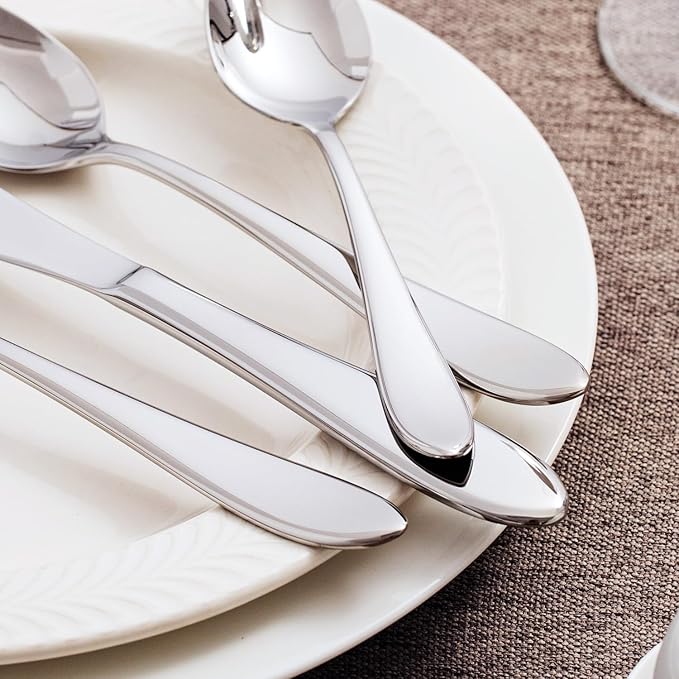 KINGSTONE 60-Piece Silverware Set for 12,18/10 Premium Stainless Steel Flatware Set, for Home, Restaurant, Wedding and Party Use, Mirror-Polished Cutlery Set, Dishwasher Safe