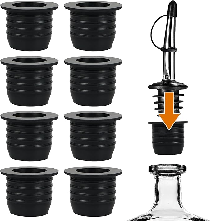 8 Pack Liquor Pour Spout Adapters, Pour Spouts for Large Neck Liquor Bottles, Liquor Bottle Pourers for Alcohol Olive Oil up to 1 inch/25 mm Neck