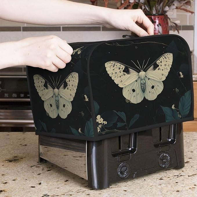 Aesthetics Butterfly Covers for Toasters 4 Slice,Cute Funny Bread Machine Cover with Handle,Washable Stain Resistant Kitchen Small Appliance Cover Dining Decor